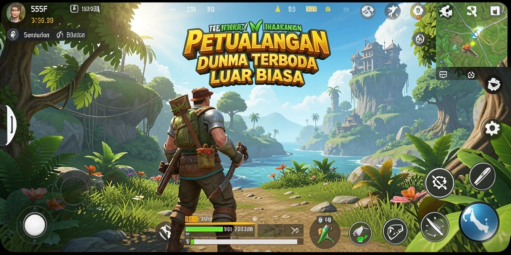 Screenshot menampilkan petualangan epik dalam dunia Open World 555F.