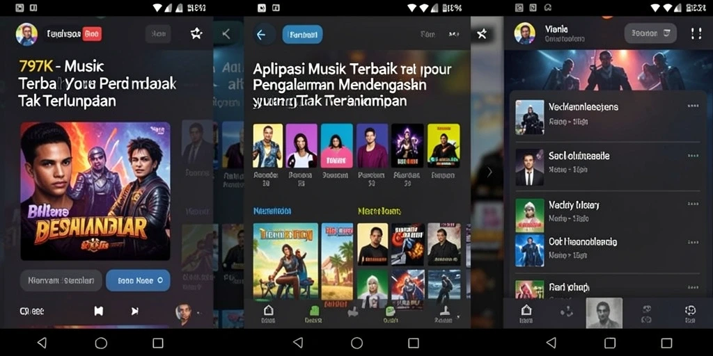 Tampilan gameplay dari 797K yang menunjukkan fitur musik yang beragam.