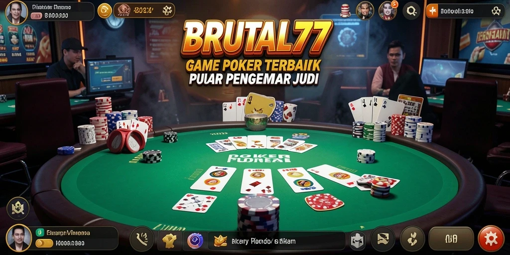 Tampilan gameplay menarik dari BRUTAL77 yang menampilkan aksi Poker.