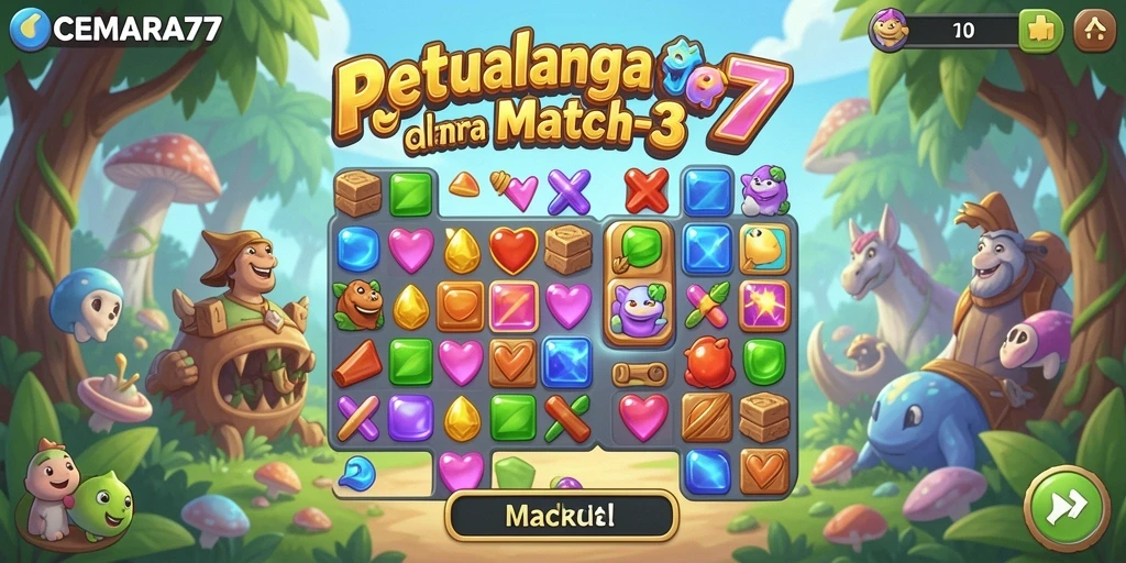 Tangkapan layar gameplay CEMARA77 menunjukkan aksi seru dan colorful.