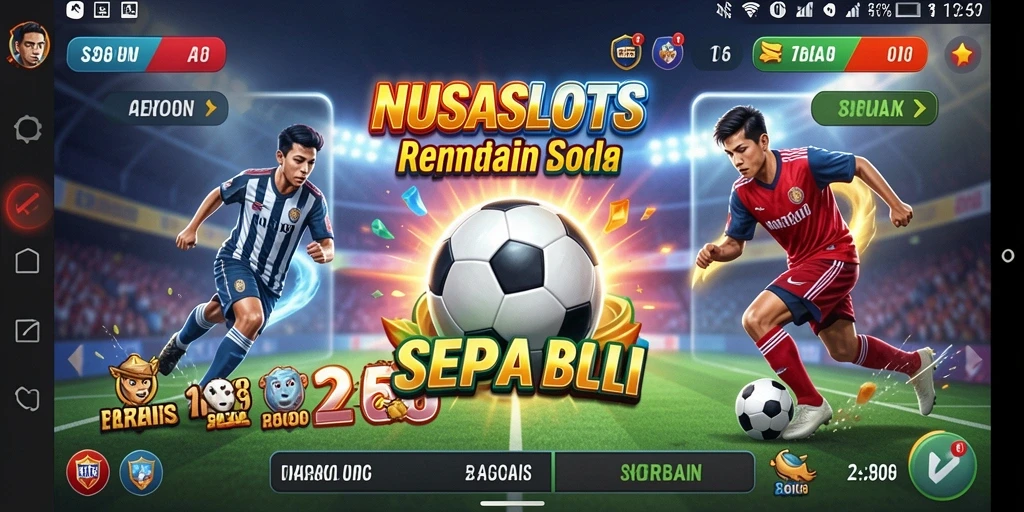 Tampilan gameplay NUSASLOTS yang seru dan menarik di tengah lapangan sepak bola.