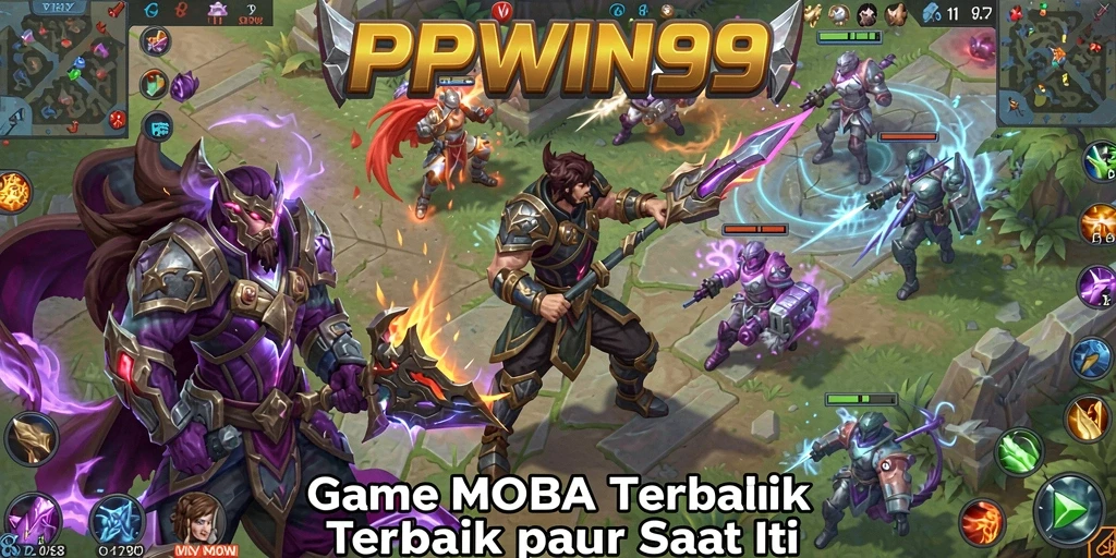 Tangkapan layar permainan PPWIN99 menunjukkan aksi seru di arena MOBA.
