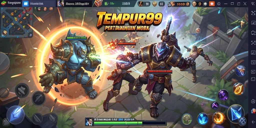 Tampilan gameplay menegangkan dalam MOBA TEMPUR99.