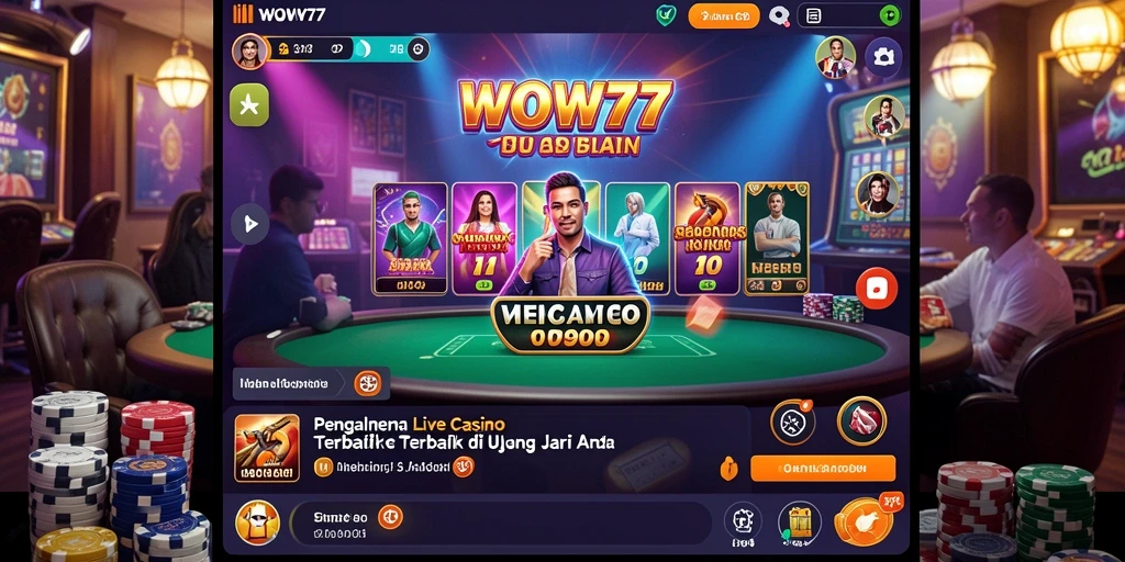 Gameplay Live Casino WOW77 dengan dealer langsung dan permainan menarik.